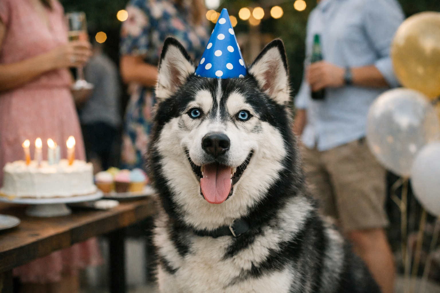 Cão numa festa de aniversário